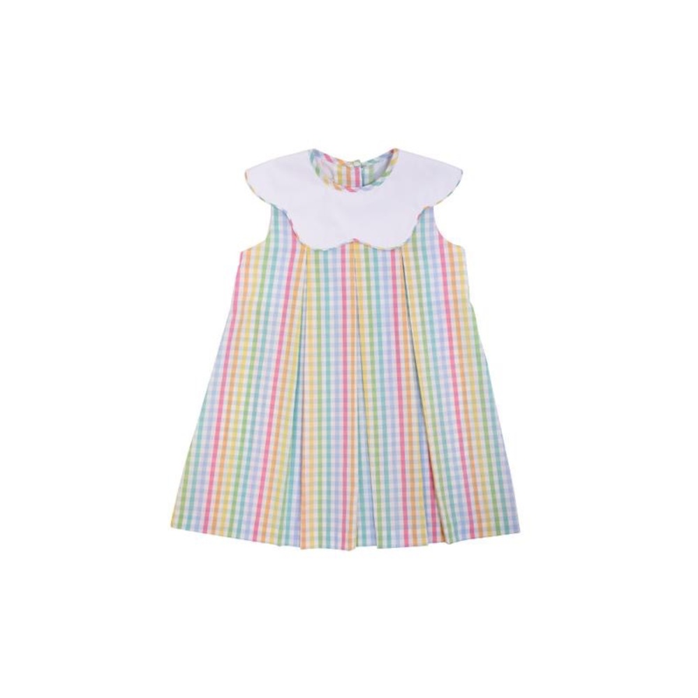 Euc tbbc Sleeveless Frenchy Frock - Old Preston Plaid/Worth Ave White